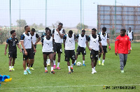 Black Stars players at a training session