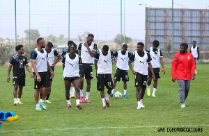 Black Stars players at a training session