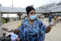 A woman in nose mask