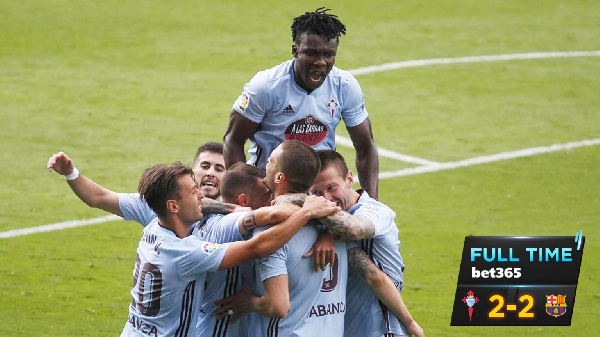 Black Stars defender Joseph Aidoo with his Vigo teammates