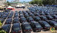 The 200 saloon cars given to the Ghana Police Service by the President