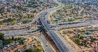 Aerial shot of the Pokuase interchange, Ghana's first four-tier interchange