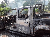 Car burnt as workers protest