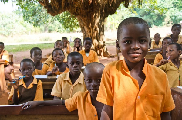 File photo of some pupils studying under trees