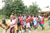 School children joining the queue to have fun