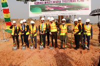 Minister for Works and Housing Atta Akyea with a team of engineers from the company