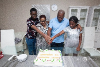 Former President John Mahama with his family