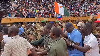 Negerians celebrating the coup leader, General Abdourahmane Tchiani