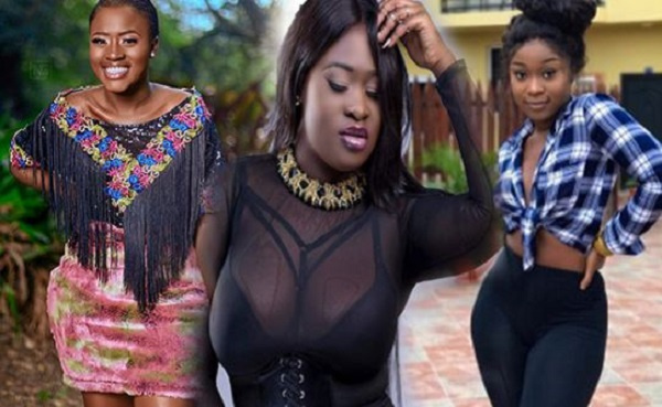 Fella Makafui (left), Sis Afia and Efia Odo have been fighting since last week on social media