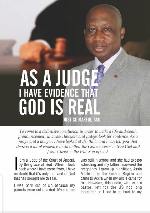 Justice Samuel Marful-Sau wrote a piece titled 'As a judge, I have evidence that God is real'