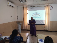 Dr Princess Sammo addressing the enumerators at the workshop held in Accra