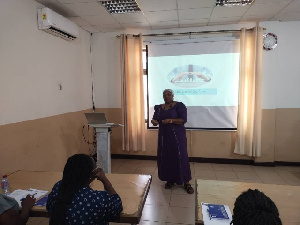 Dr Princess Sammo addressing the enumerators at the workshop held in Accra