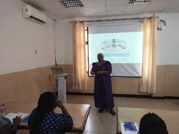 Dr Princess Sammo addressing the enumerators at the workshop held in Accra