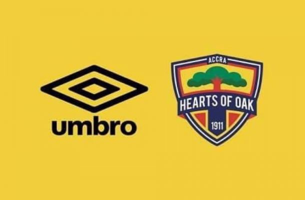 Logos of kit manufacturer Umbro and Hearts of Oak