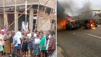 Crowd burn down about 10 keke napep sake of di gbege wey happen for Kpansia area