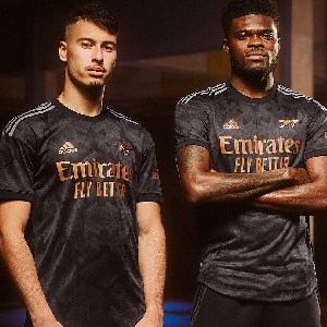 Gabriel Martinelli and Thomas Partey in Arsenal's new away kit