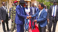 Prophet TB Joshua and South Sudan President, Salva Kiir Mayardit share a handshake