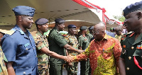 President Akufo-Addo with some men of the Ghana Armed Forces