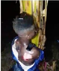 The victim was tied to a plantain tree and severely assaulted