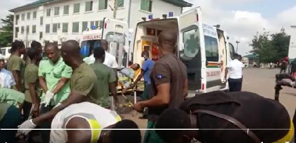 Students of Islamic Senior High School being attended to by paramedics