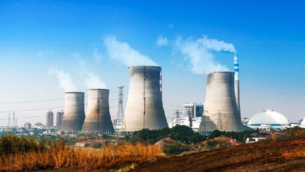 Cooling towers of atomic power plant.