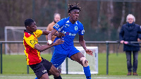 Ghanaian midfielder, Pierre Dwomoh in action