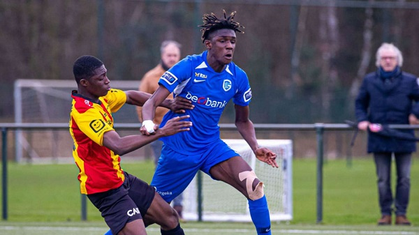 Ghana international Pierre Dwomoh (right) in action for his club