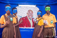 Students used recyclable materials to form a mosaic of President Akufo-Addo