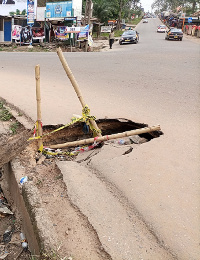 The caved in culvert is in an area that links various gutters to a bigger drain