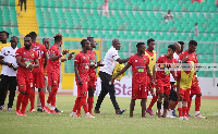 Asante Kotoko players after defeat at the Baba Yara Stadium