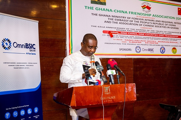 Daniel Asiedu, Managing Director of OmniBSIC Bank delivering an address at the 62nd signing ceremony