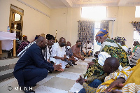 Samuel A. Jinapor with the chiefs and elders at the palace