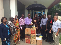 Paramount Chief of Akwamu Traditional area  together with officials from the Kasapreko Company