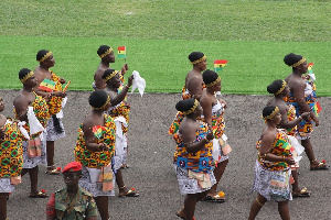 The rich Kente and traditional ornaments being showcased by representatives from the Ashanti Region