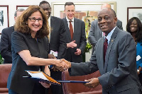 Finance Minister, Mr Seth Terkper with some IMF officials