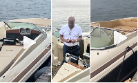 Ibrahim Mahama on one of his boats