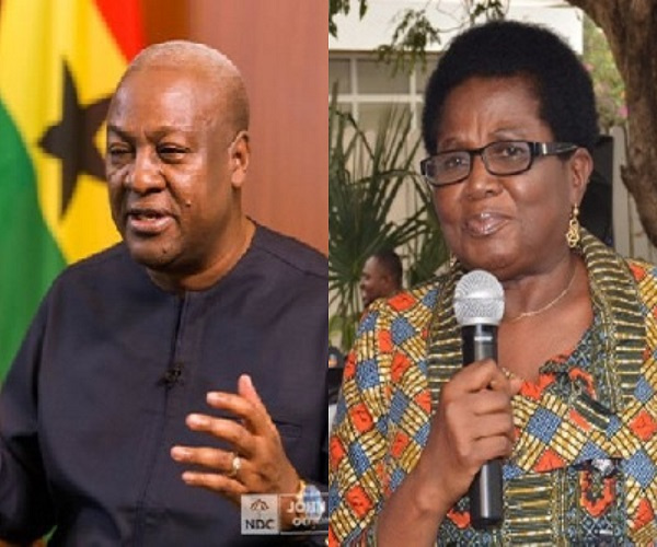 Former President, John Dramani Mahama and veteran journalist Elizabeth Akua Ohene