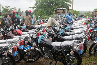 The DCE of Ellembele has presented 54 motor cycles to assembly members in the district