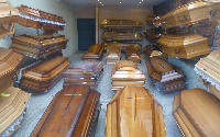 Coffins in a shop