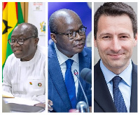 BoG governor Ernest Addison, Finance Minister Ken Ofori-Atta and IMF's Stephane Roudet