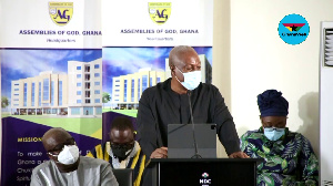 NDC Flagbearer, John Dramani Mahama speaking at the Assemblies of God Church in Accra