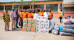 The Delegation From Fidelity Bank And Officials Of NADMO As Well As The DCE For North Tongu Pictured