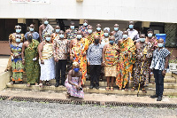 Togbe Ayim Adzokoto II and his delegation with Dr. Archibald Yao Letsa