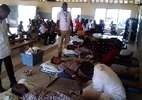 Some students donating blood