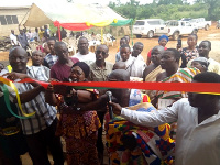 Mrs Susan Akomea commissioning some of the projects with her team