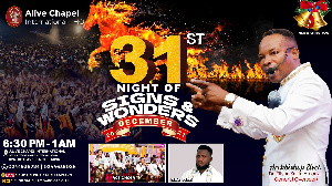 The watchnight service with Arcbishop Salifu Amoako is dubbed 31st Night of Signs and Wonders