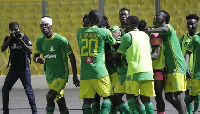 Aduana Stars players celebrating a goal. Credit: 442andStock