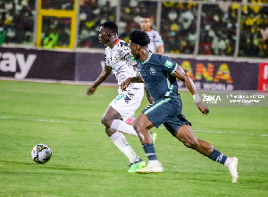 Black Stars striker, Felix Afena-Gyan beats Ola Aina to the ball