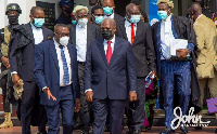 John Mahama (in black mask) at the Supreme Court during hearing of a presidential petition