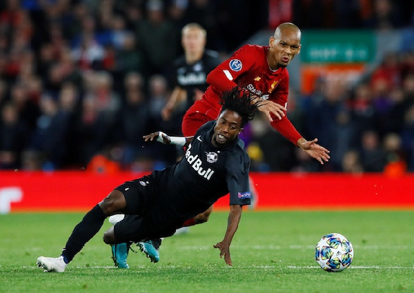 Majid Ashimeru in action against Liverpool